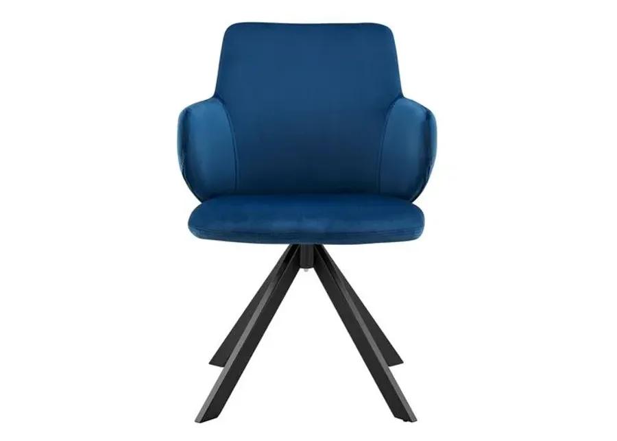 Velvique Swivel Side Chair - Velvet - Blue