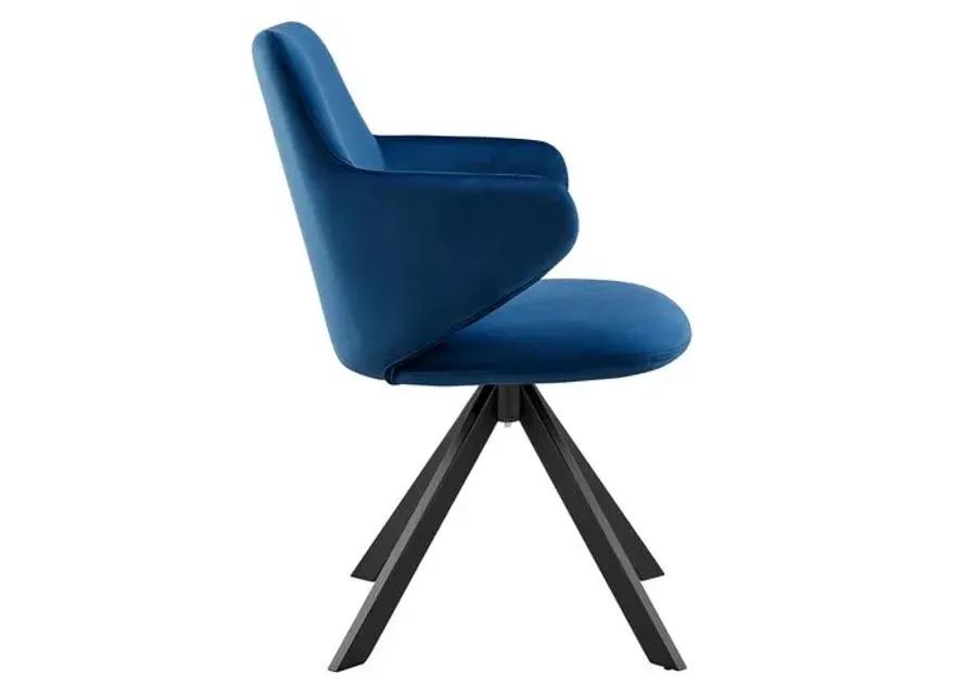 Velvique Swivel Side Chair - Velvet - Blue