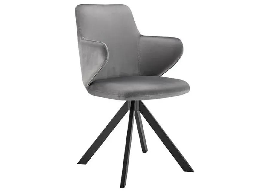 Velvique Swivel Side Chair - Velvet - Gray