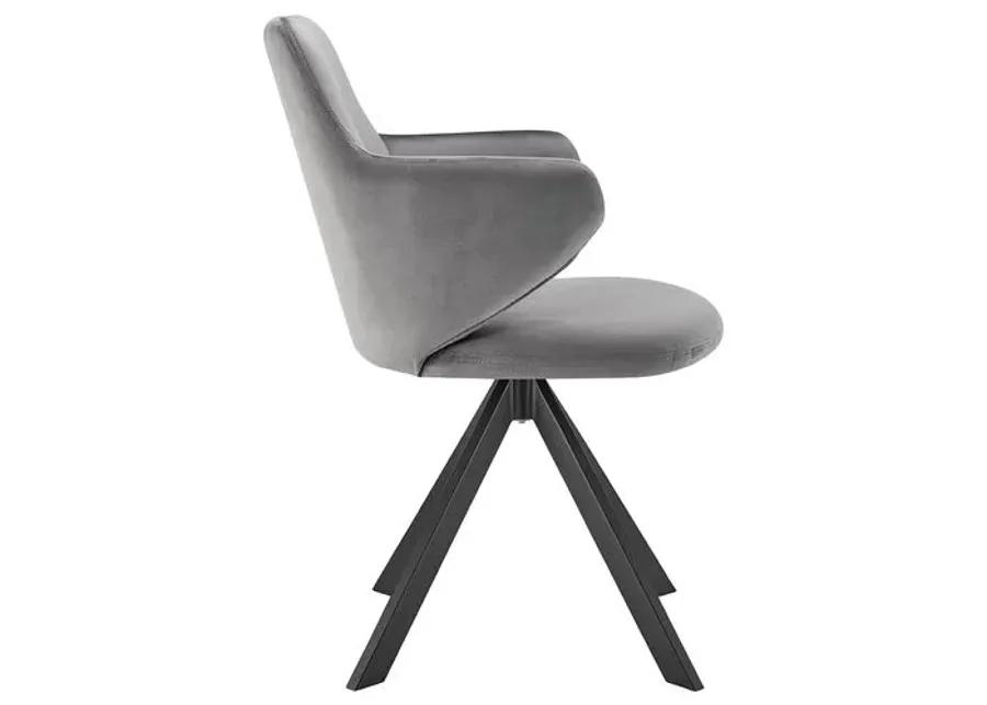 Velvique Swivel Side Chair - Velvet - Gray