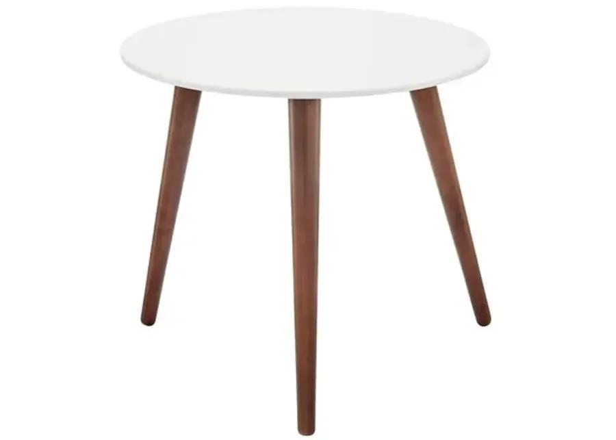 Whitewood Round Side Table - White/Walnut