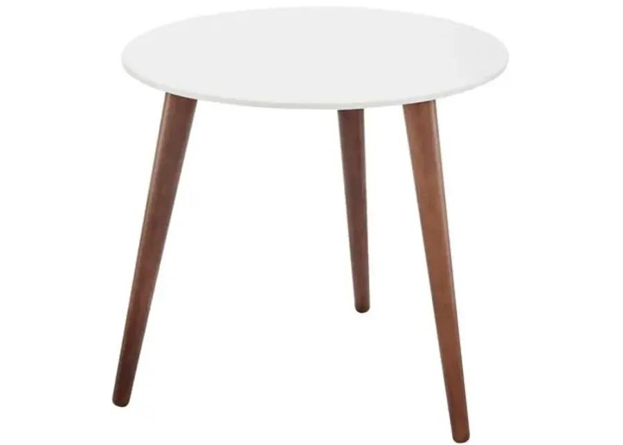 Whitewood Round Side Table - White/Walnut