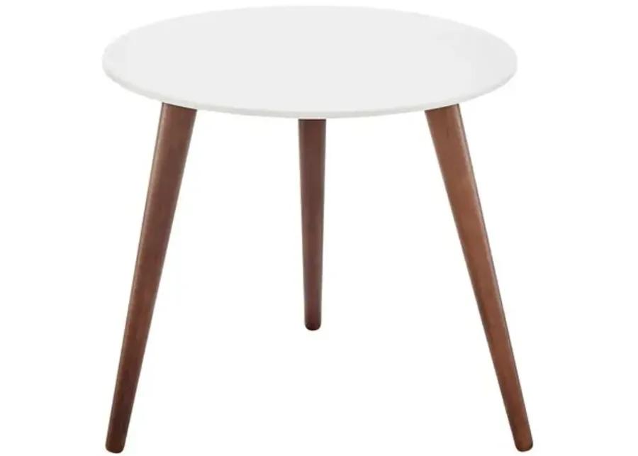 Whitewood Round Side Table - White/Walnut