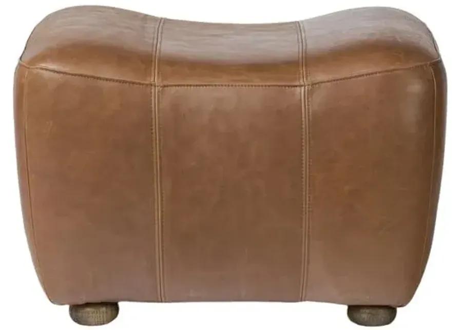 Kylo Leather Ottoman - Dulane Mahogany - Amber Lewis x Four Hands