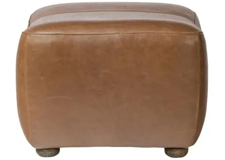 Kylo Leather Ottoman - Dulane Mahogany - Amber Lewis x Four Hands