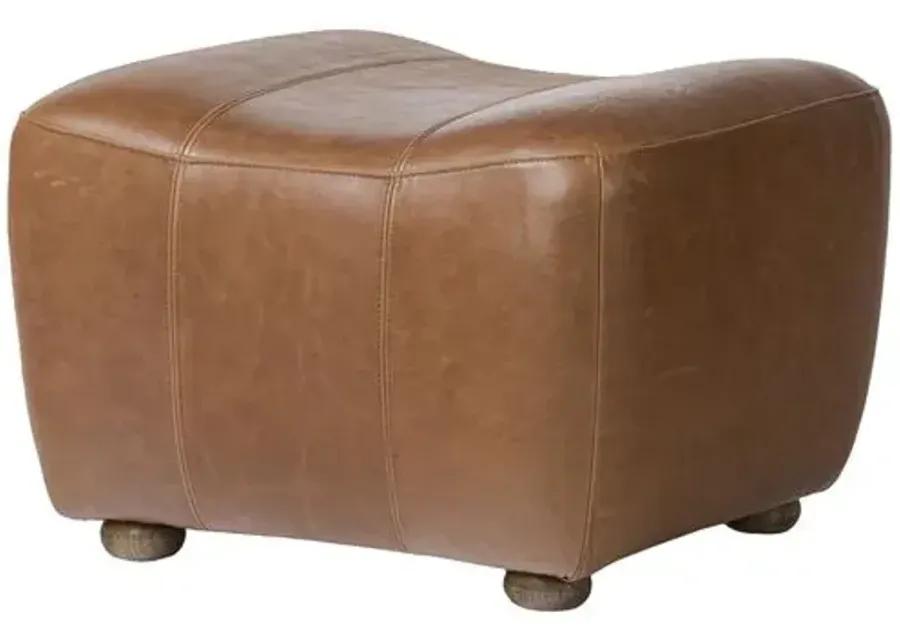 Kylo Leather Ottoman - Dulane Mahogany - Amber Lewis x Four Hands