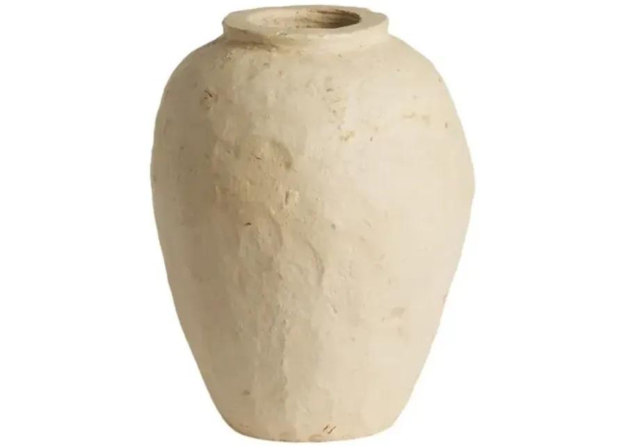 Olivos Paper Mache Small Vessel - Natural Paper Mache - Amber Lewis x Four Hands - Handcrafted - Beige