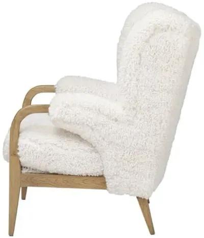 Sedoni Faux Mongolian Fur Wingback Accent Chair - White - Amber Lewis x Four Hands - Beige, Comfortable, Durable, Cushioned