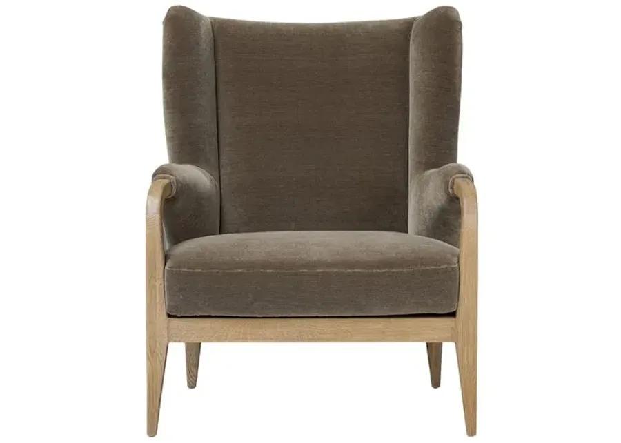 Sedoni Faux Mohair Wingback Accent Chair - Olive - Amber Lewis x Four Hands - Green, Comfortable, Durable