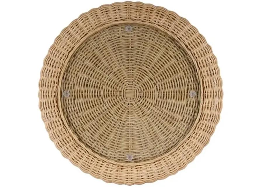 Sunny Scallop Rattan End Table - Natural - Brown