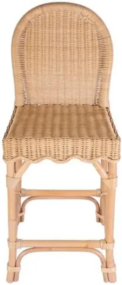 Sunny Scallop Rattan Counter Stool - Natural