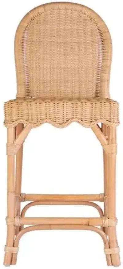 Sunny Scallop Rattan Counter Stool - Natural