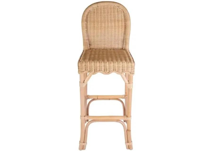 Sunny Scallop Rattan Barstool - Natural - Brown