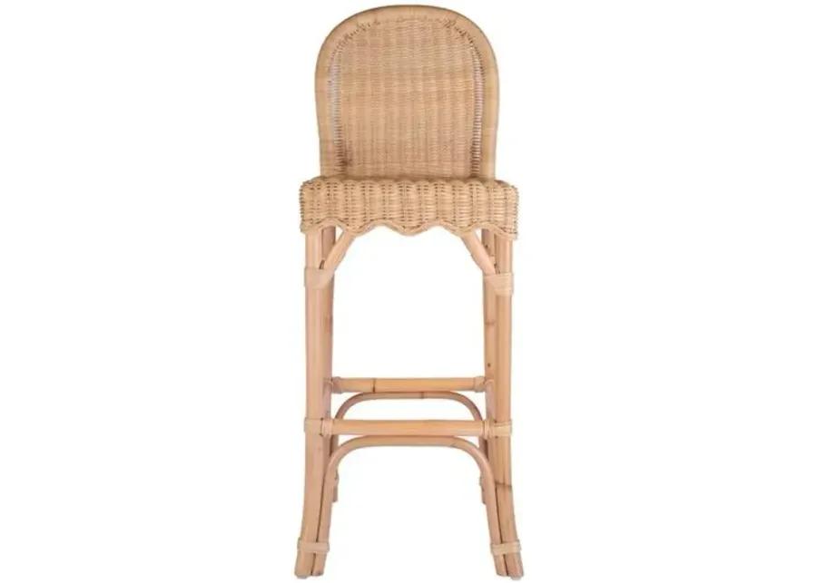 Sunny Scallop Rattan Barstool - Natural - Brown