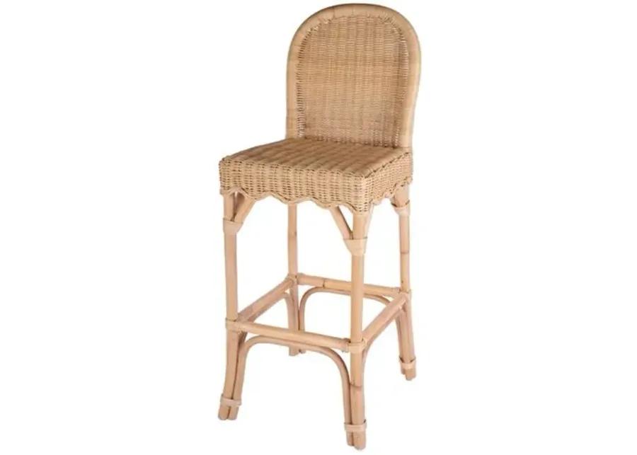 Sunny Scallop Rattan Barstool - Natural - Brown