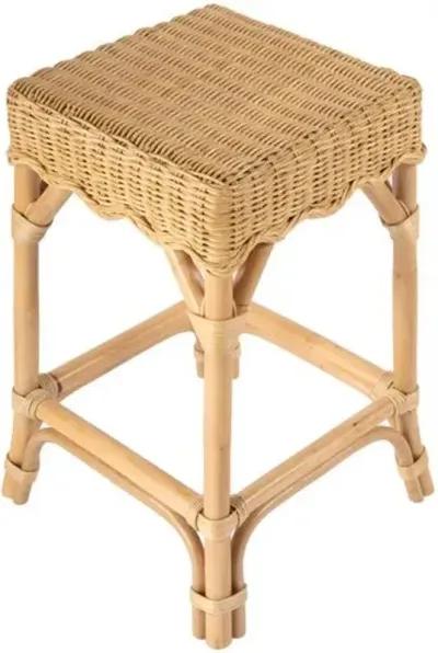 Sunny Scallop Rattan Backless Counter Stool - Natural