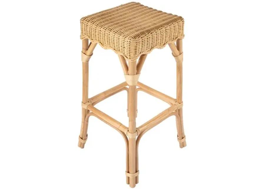 Sunny Scallop Rattan Backless Barstool - Natural - Brown