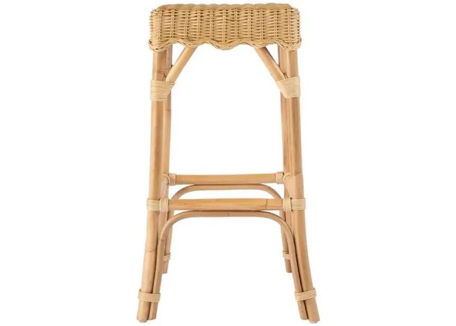 Sunny Scallop Rattan Backless Barstool - Natural - Brown