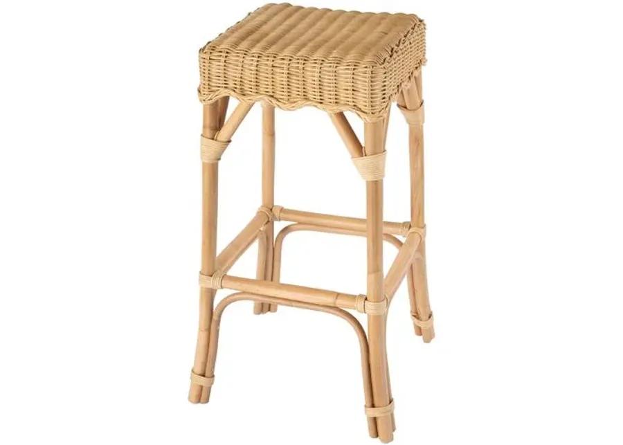 Sunny Scallop Rattan Backless Barstool - Natural - Brown