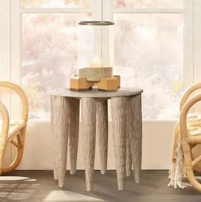 Naga Mango Wood Side Table/Stool - Jamie Young Co. - Handcrafted - Brown