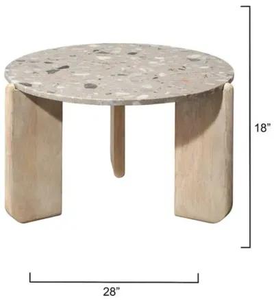 Quarry Round Coffee Table - White Bleach/Terrazo - Jamie Young Co.