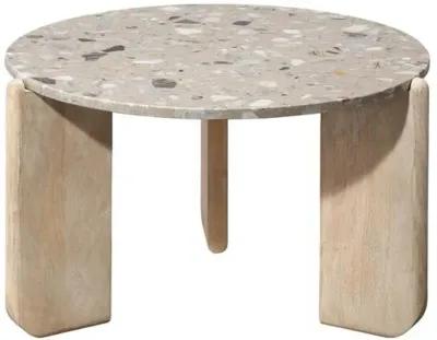 Quarry Round Coffee Table - White Bleach/Terrazo - Jamie Young Co.