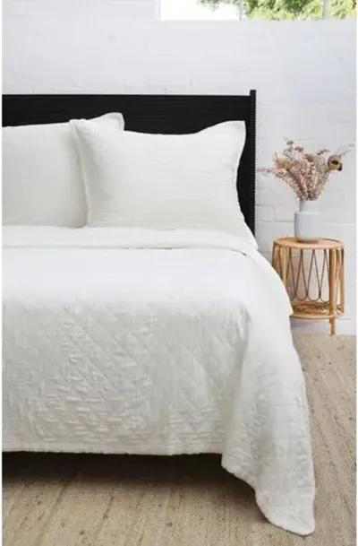 Monaco Bamboo Sateen Coverlet - Pom Pom at Home - Ivory