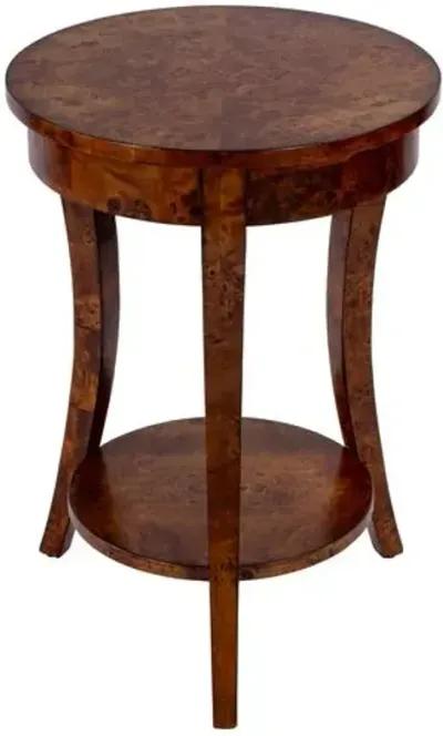 Higgins Round Burl Side Table - Brown