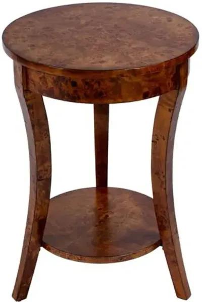 Higgins Round Burl Side Table - Brown