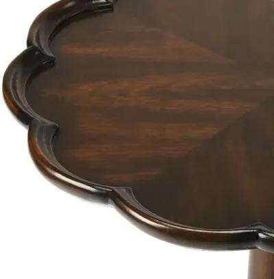 Nadia Scallop Pedestal Side Table - Brown