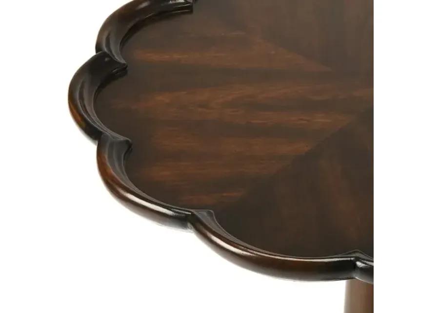 Nadia Scallop Pedestal Side Table - Brown