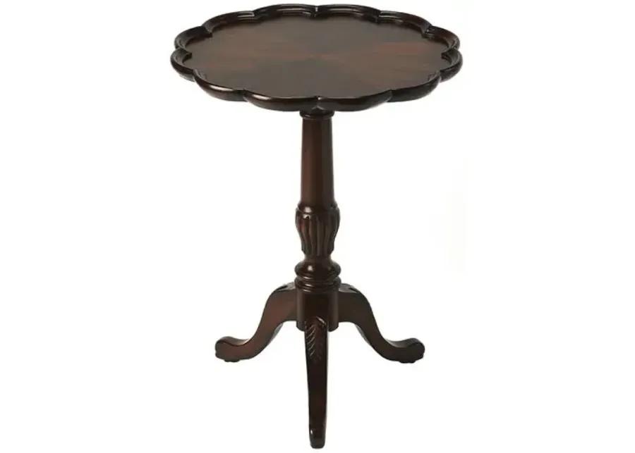 Nadia Scallop Pedestal Side Table - Brown