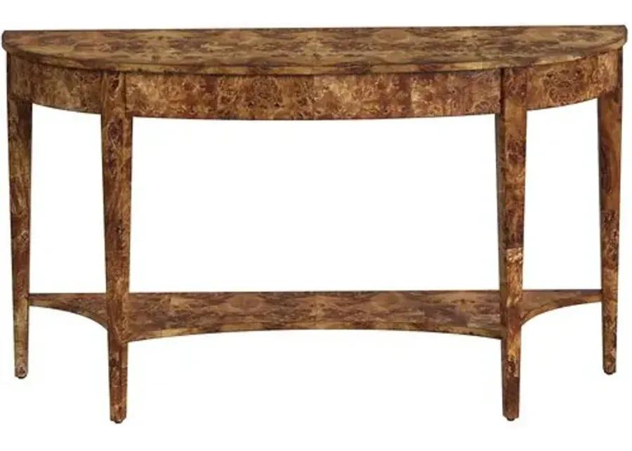 Fletcher Demilune Console Table - Brown