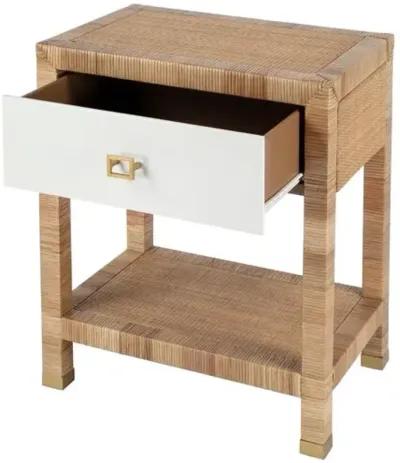 Solomon Rattan 1-Drawer Nightstand - Natural/White