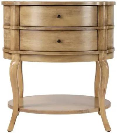 Cordelia Oval 2-Drawer Side Table - Brown