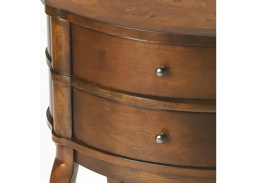 Cordelia Oval 2-Drawer Side Table - Brown