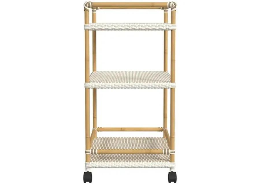 Kye Rattan Outdoor 3-Tier Bar Cart - Beige