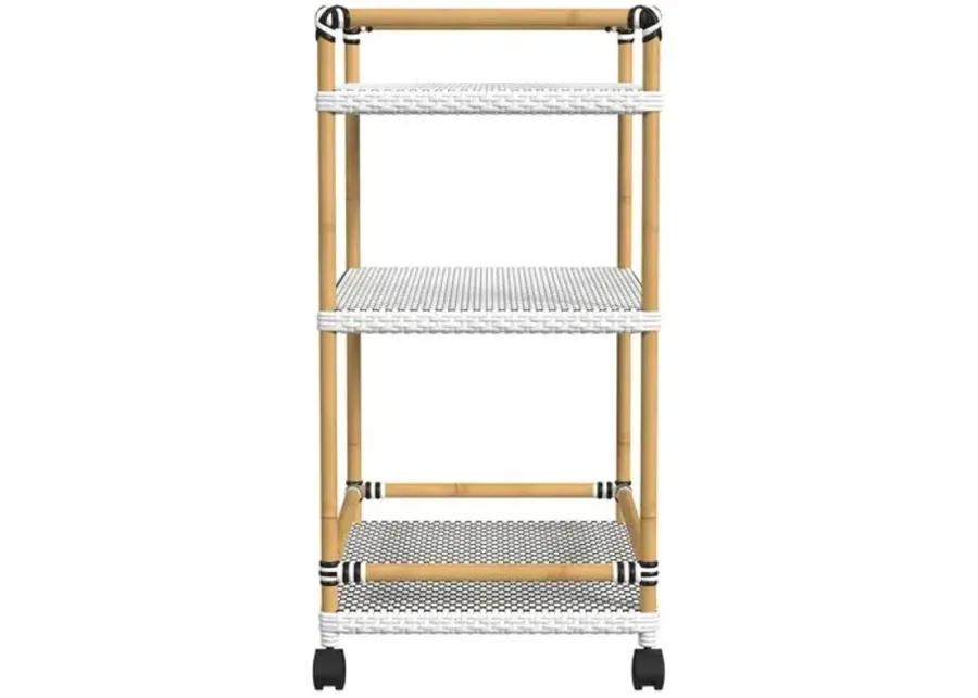 Kye Rattan Outdoor 3-Tier Bar Cart - White