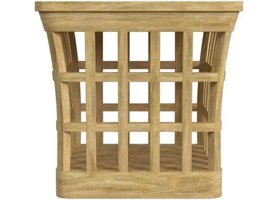 Shelly Outdoor End Table - Natural Teak/Marble - Ivory