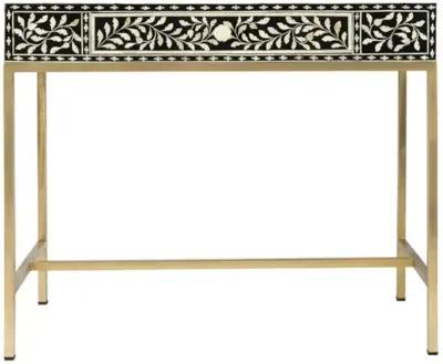 Scarla Bone Inlay Writing Desk - Black - Multi