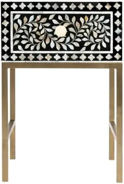 Scarla Mother Of Pearl Side Table - Black/White