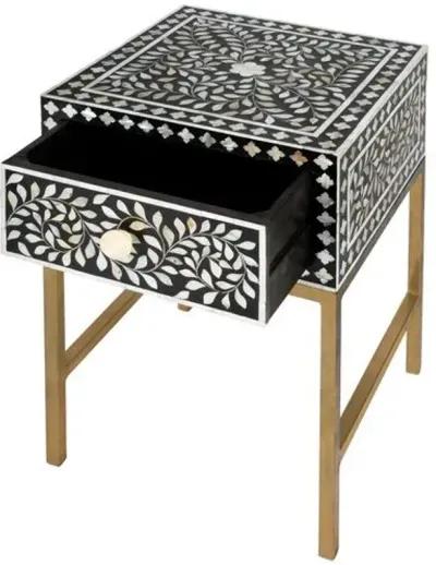 Scarla Mother Of Pearl Side Table - Black/White