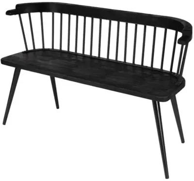 Chester Mango Wood Spindle Bench - Black