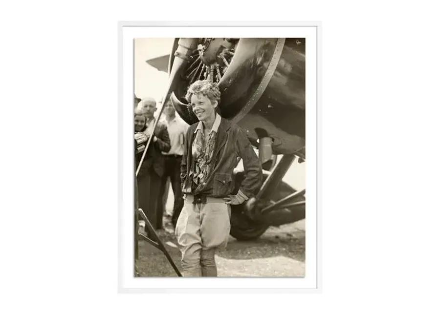 Getty Images - Amelia Earhart Beside Her Plane - White