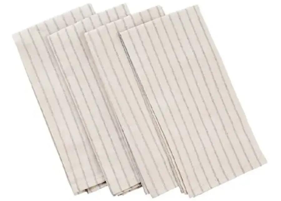 Meema - Set of 4 Striped Cotton Napkins - Natural - Powered by People - Ivory