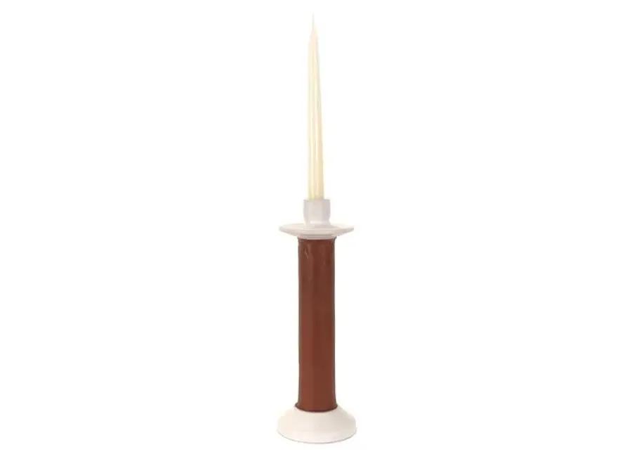 Alcantara Frederic - Large Leather Wrapped Candle Holder - Powered by People - White