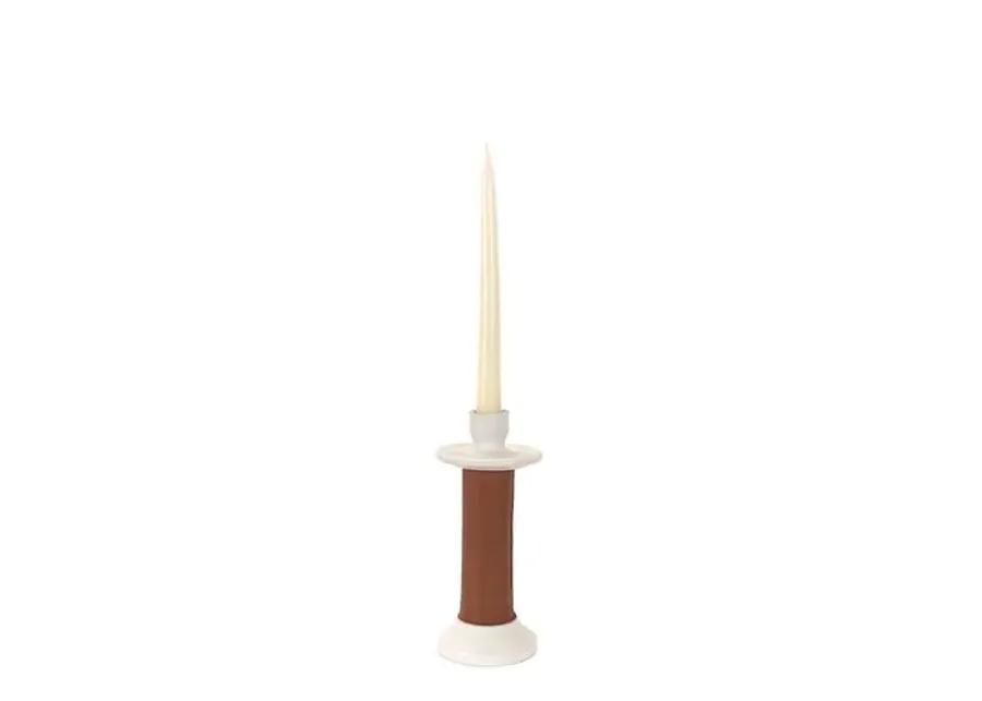 Alcantara Frederic - Small Leather Wrapped Candle Holder - Powered by People - White