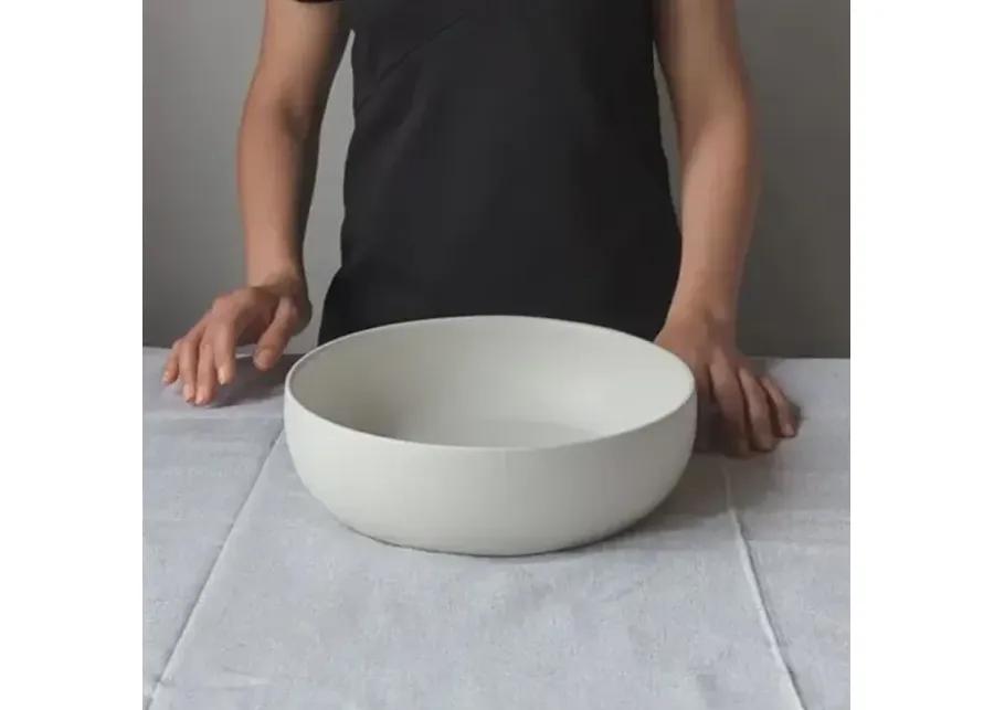 Gharyan Stoneware - Shallow Stoneware Serving Bowl - Powered by People - White