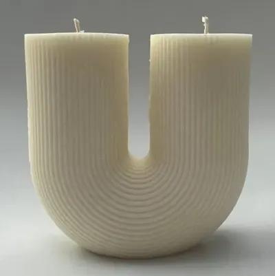 Aaram Lux - The U Ribbed Candle - Powered by People - White