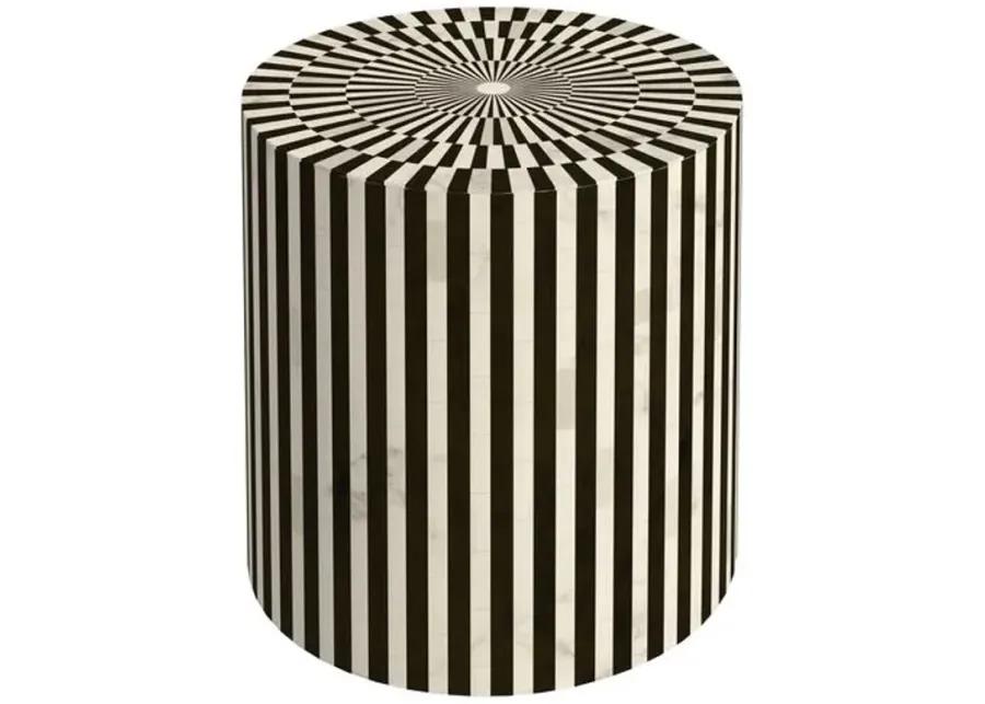 Harlow Accent Table - Black/White Bone - 16Lx18Hx16Wx16D in